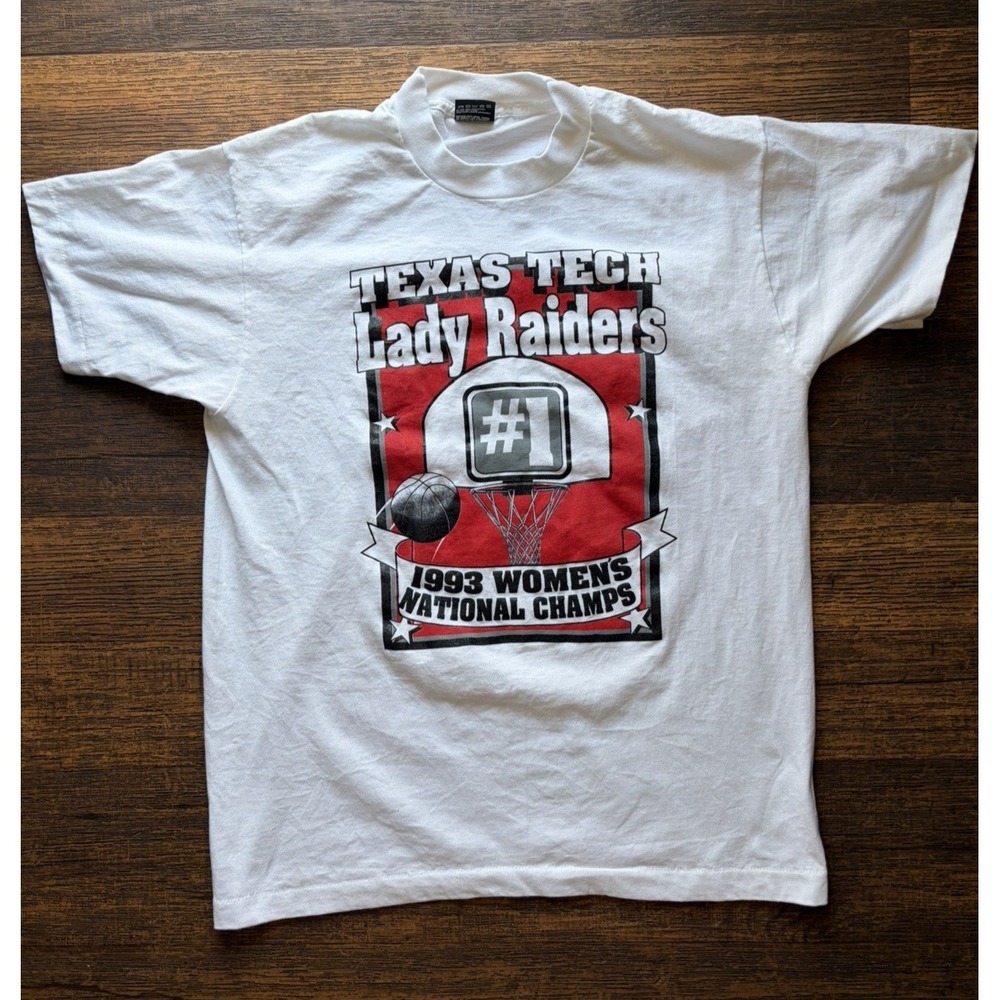 Men's Vintage Texas Tech T-Shirt White Spell-Out L Single Stitch USA 90s College